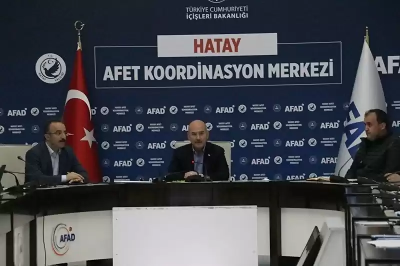 İçişleri Bakanı Soylu, Hatay'daki AFAD Koordinasyon Merkezi'nde Konuştu