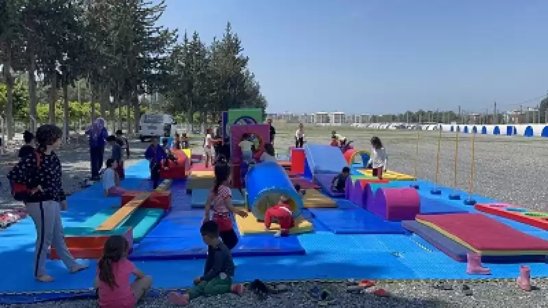 Hatay'daki çadır Kentte çocuklar Için Cimnastik Parkuru Kuruldu