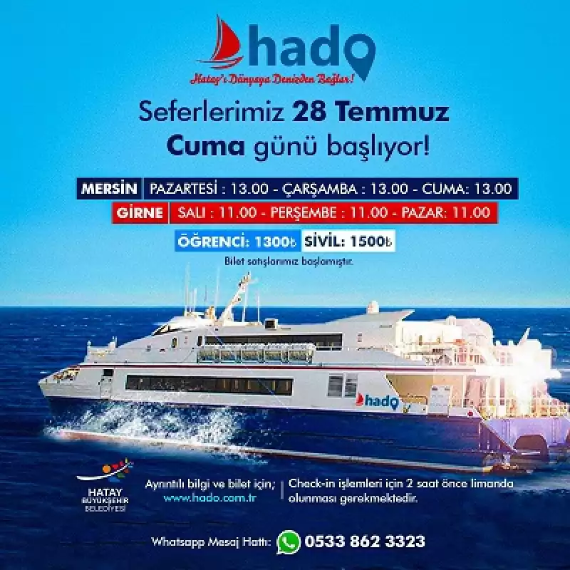 HADO Kıbrıs –Mersin Seferleri 28 Temmuz’da Başlıyor