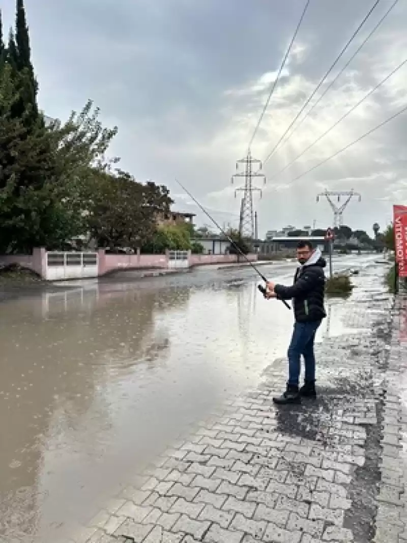 Göl Olan Cadde De Oltasıyla Balık Avına çıktı!