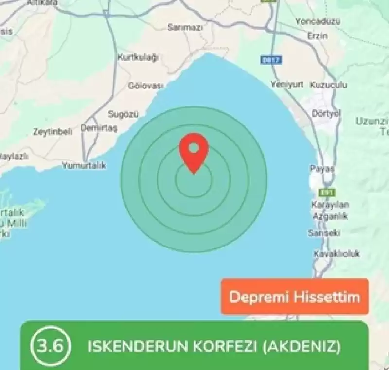 İskenderun Körfezinde Deprem!