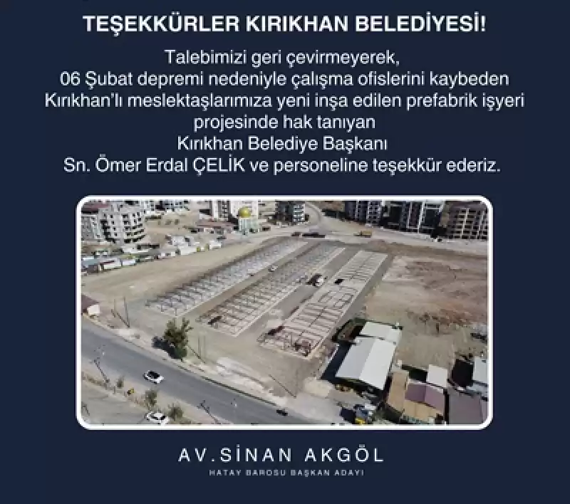 Kırıkhan Belediyesinden Avukatlara Yeni Işyeri