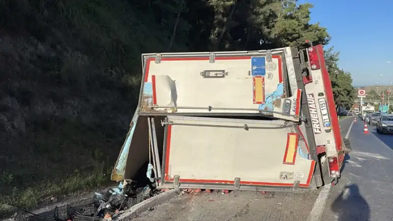 Hatay'da Freni Arızalanan Tırın Devrildiği Kazada Sürücü Yaralandı