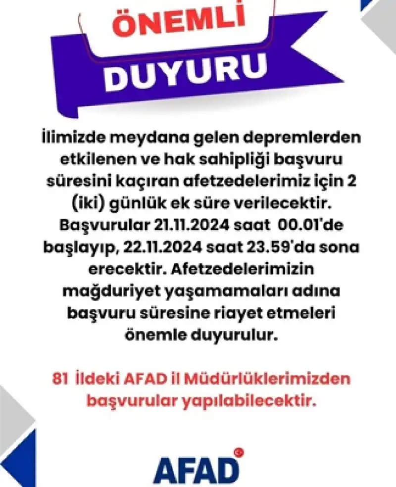 Müracaat Edemeyenler İçin...! 2 Günlük Ek Süre