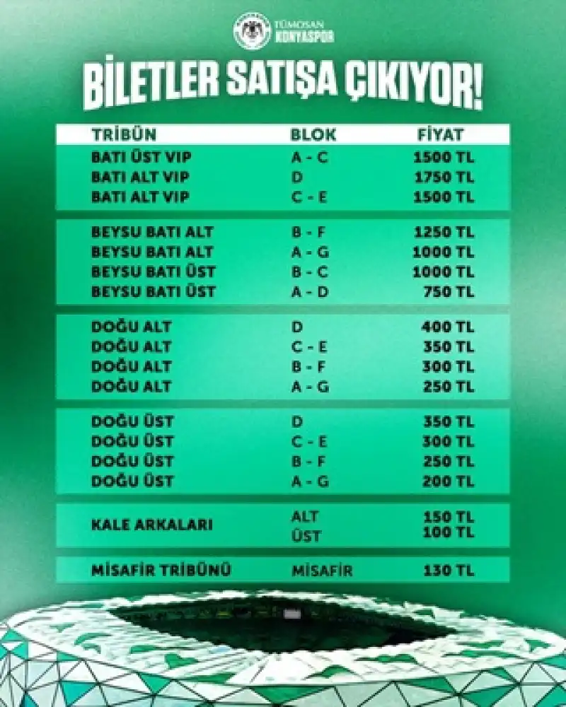 Konyaspor-Hatayspor Maçının Biletleri Satışa Çıktı