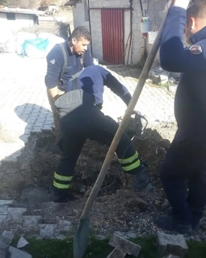 Gökçegöz’de Beton Boruya Sıkışan Buzağı Kurtarıldı