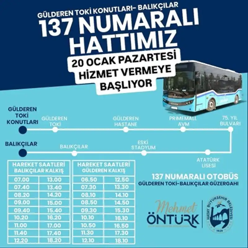 HBB Toplu Ulaşım Ağını Genişletiyor 137 Nolu Hat 20 Ocak’ta Hizmete Başlıyor 