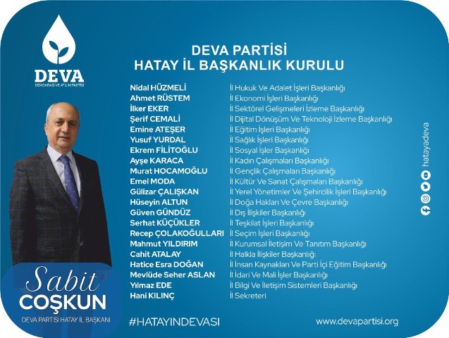 Deva partisi Hatay il başkanlık kurulu belirlendi