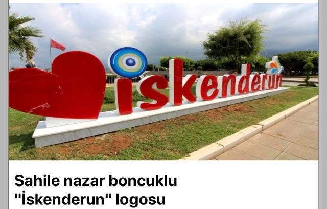 Sahile nazar boncuklu İskenderun logosu