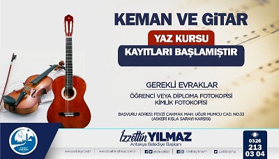 Antakya Belediyesi keman ve gitar kurs kayıtları devam ediyor