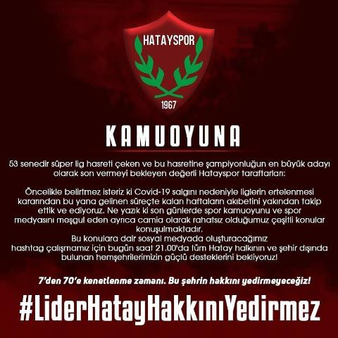 Temizyürek Hataysporun her daim yanındayız 