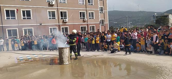 Okulda yangın tatbikatı heyecanı