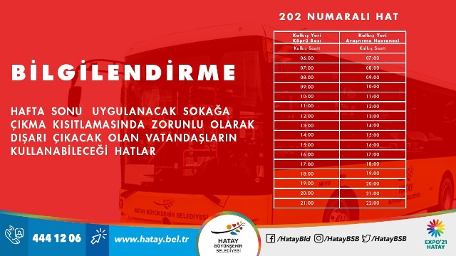 Sokağa çıkma kısıtlamasında çalışacak otobüs hatları