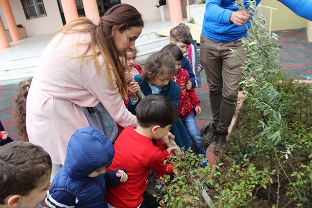 Kreş öğrencileri fidan dikti