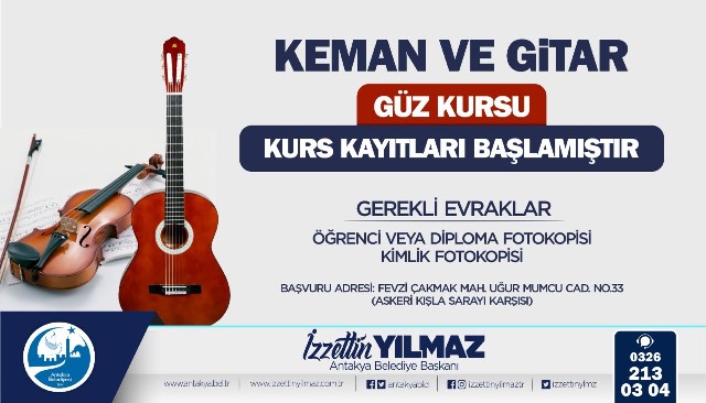 Antakya Belediyesi Keman ve Gitar kursları kayıtları başladı