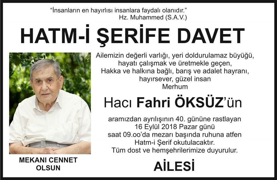 HATM-İ ŞERİFE DAVET