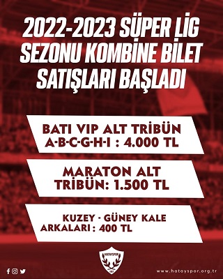 Hatayspor da kombine bilet fiyatları belli oldu