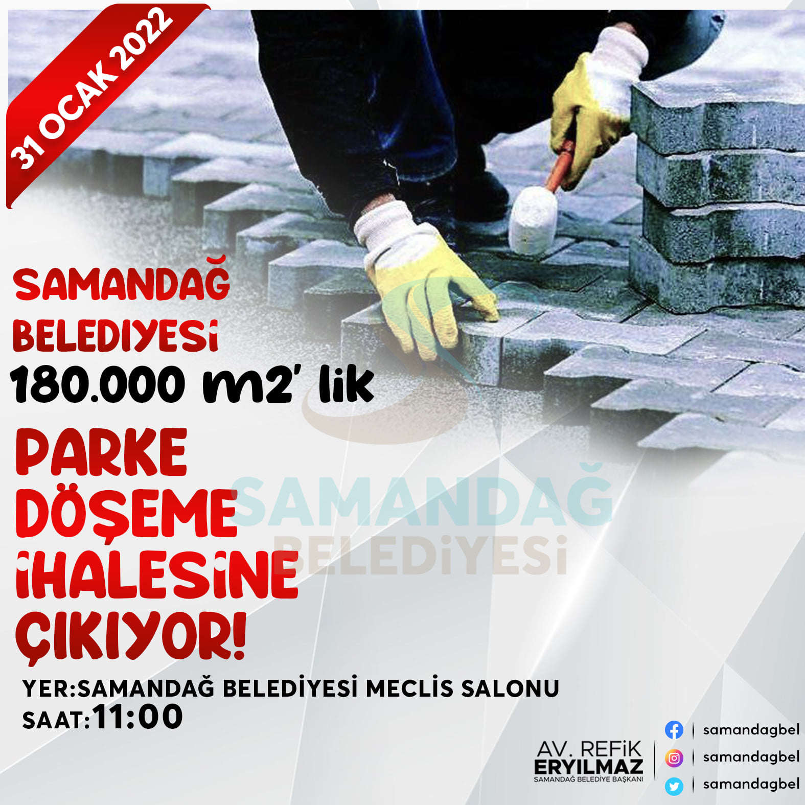 Samandağ Belediyesi parke taşı ihalesine çıkıyor