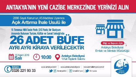 Antakya Belediyesi büfeleri kiraya verecek